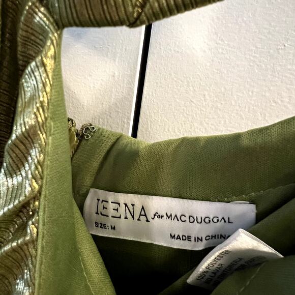 Mac Duggal Pleated Metallic Cutout Gown Maxi Dress Chartreuse Green Size M UB - Picture 7 of 10